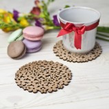 Daisy Wooden Coaster Set